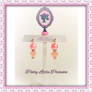 Elegant Flamingo Pink Pearl/Resin Heart Earrings